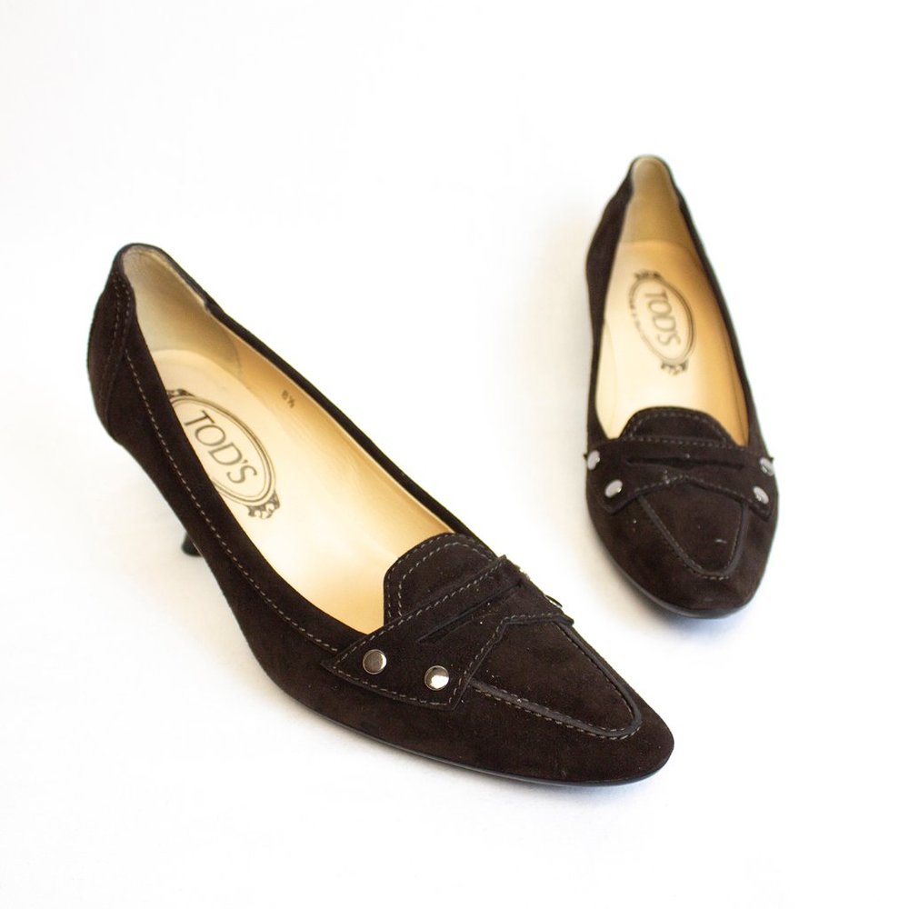 Tods Brown Suede Heels